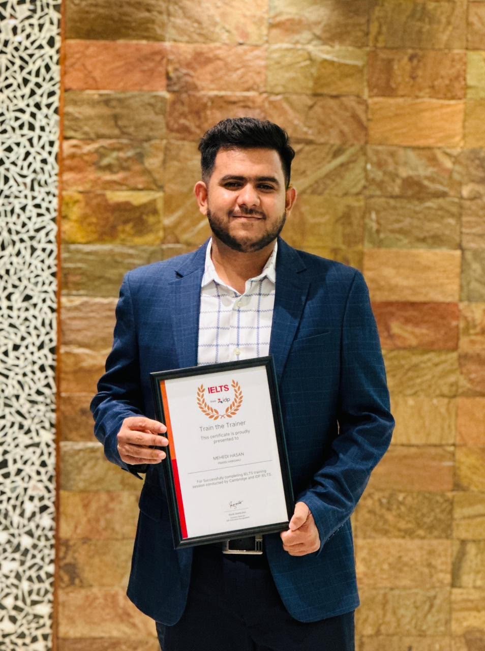 Abir receiving British Council trainer certificate