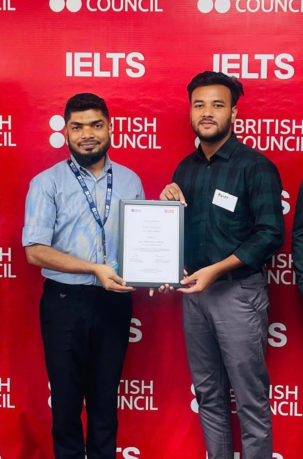 Emon receiving British Council trainer certificate